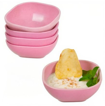 Dip Bowls Set of 5 - 4.5 OZ Mini Prep Bowls,Condiments Server Dishes (Pink) | Unbreakable Dipping Cups for Side Dish ,Ketchup , Soy Sauce ,BBQ ,Dessert ,Sushi ,Party ,Condiments Serving - Microwave Safe