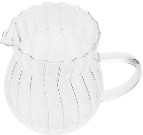 UKCOCO Petit Pichet à Lait en Verre Transparent 250 Ml, Récipient Tasse à Lait pour Usage Domestique, Verseur Anti-goutte, pour Café, Thé et Préparation Culinaire
