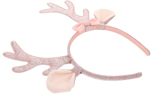 OKUMEYR Serrage-tête Accessoire Adorable en Tissu et Plastique Oreilles de Cerf à Paillettes Rose Léger pour Fêtes de Noël et Anniversaires