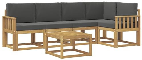 vidaXL Outdoor-Sofagarnitur 6 pcs Weiß und Anthrazit Massivholz Akazie, Outdoor-Ecksofa, modernes Lounge-Set für Garten, Robustes Sitzmöbel für Terrasse, Entspannen