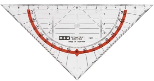M+R 723170040 Geodreieck 17 cm glasklar, hinterlegt, rot