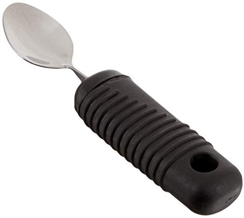 Cuillère à café Sammons Preston Sure Grip à courber, cuillère en acier inoxydable avec épaisse poignée en caoutchouc nervurée, facilitant la prise en main, ustensile de diamètre 3.8cm.
