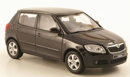 Skoda Fabia II, schwarz, 2006, Modellauto, Abrex 1:43