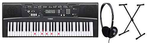 Yamaha EZ-220 Illuminated Key Keyboard Set Including Keyboard Stand and Headphones