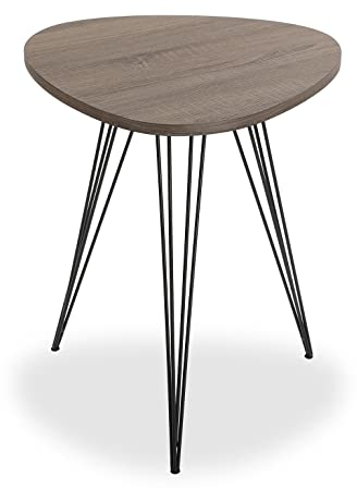 Versa Seatle Mesa Auxiliar para el Salón, la Habitación o la Cocina. Moderna Mesilla Baja, Medidas (Al x L x An) 60 x 50 x 50 cm, Madera y Metal, Color Marrón y Negro