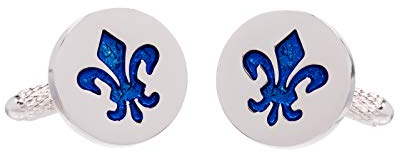 Onyx-Art London CK908 Boutons de manchette en forme de fleur de lys avec boîte cadeau Bleu