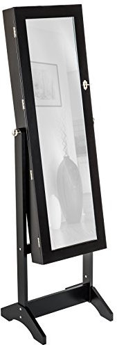 TecTake® Armadietto Portagioie con Specchio, Specchiera, Mobiletto Bagno, Contenitore Porta Gioielli, Porta Braccialetti, Mobile Bagno, Design Vintage - Nero