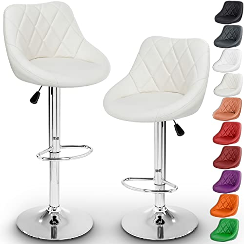 TRESKO 2er Set Barhocker Barstuhl 10 Farben wählbar, 360° frei drehbar, Sitzhöhenverstellung 60-80cm