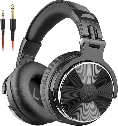 OneOdio Casque Supra-auriculaire avec câble, Casque de Studio avec Jack 6,3 mm et 3,5 mm, Casque DJ fermé avec Pilote de 50 mm, Son des Basses (Noir foncé)