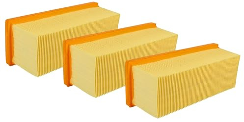 vhbw 3x Flachfaltenfilter kompatibel mit Kärcher 2801 | 2601, 2701TE, 2701, 2501 TE, 2501, 2601 plus Staubsauger