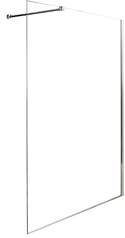 ONDÉE, Paroi ITALIENNE, Transparente, 140x200cm, Traitement anticalcaire, Profilé en inox chromé ajustable (-2cm), Verre trempé, Barre de fixation murale ou au plafond en option