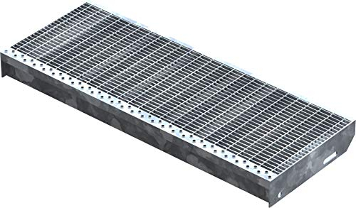Fenau – 800 x 305 mm - Gitterrost-Stufe (R11) XSL, MW: 30/10 mm, verzinkt, Stahl-Treppenstufe nach DIN-Norm, Fluchttreppen geeignet, Anti-Rutsch-Wirkung