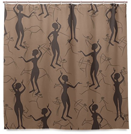 Mnsruu Rideaux de Douche Motif Africain avec Silhouette Femme Imprimé Tissu Polyester Résistant aux moisissures étanche avec 12 Crochets, 182,9 x 182,9 cm