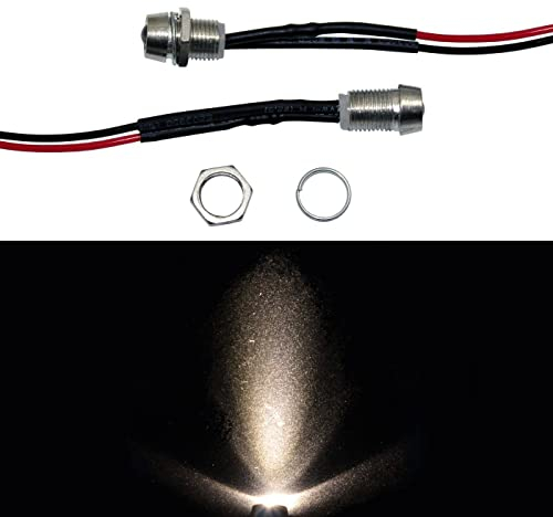 Lumonic 5x Superhelle Schraub LEDs mit Vorwiderstand für 12V Anwendungen - High Power LEDs mit Anschlusskabel zum selber Löten DIY in Farbe Warm-Weiß
