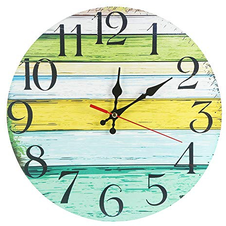 LOHAS Home 12 Zoll/30CM Holz Wanduhr/Küchenuhr im Landhausstil Stille Nicht-tickende für die Küche,Home Office, Wohnzimmer und Schlafzimmer (Haus am See)