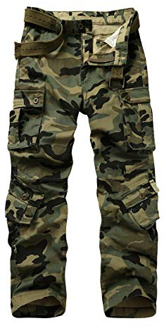 Jessie Kidden Men's Combat Camo Cargo Trousers Camouflage Army Military Tactical Work Pants #7533-B-Camo