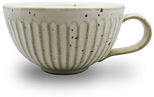 Bicrops Ceramic Retro Shaving Soap Bowl for Men, Cup Handle, Wide Mouth, Large Capacity, Easier to Lather (Off-White)