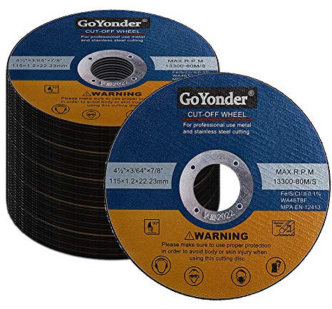 GoYonder 115 x 1.2mm Ultra Thin Stainless Steel Cutting Discs for Angle Grinder,4.5 Cutting Blades for Metal,Stainless Steel Pipes,Steel Cables, and Non-ferrous Metals Pack of 50 (Blue)