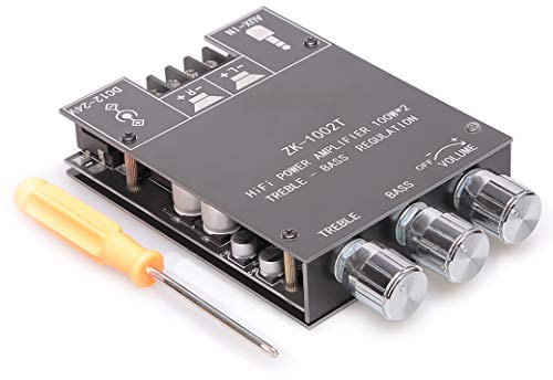 Bluetooth 5.0 Stereo Audio Receiver Amplifier Board with Treble and Bass Control 2 Channel Mini Wireless High Power Digital Amp Module for Home Passive Speakers