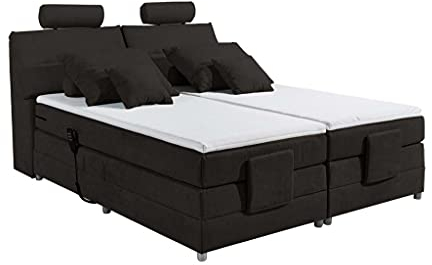 Froschkönig24 Palermo 180x200 cm Boxspringbett Bett mit Motor Anthrazit, Ausführung:Variante 1