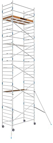 ALX Basic-Line Rollgerüst 135-11,2 Meter Arbeitshöhe - Baugerüst - Innengerüst - Aluminiumgerüst - Gerüst für Innen und Außenbereich (Holz Plattform, 190)
