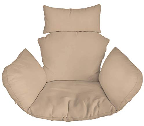 Hängesessel Kissen, Polster, Auflage für Polyrattan/Rattan Hängeschaukel, Hängekorb, Schaukel Korb, Rückenkissen in der Farbe Beige [114]