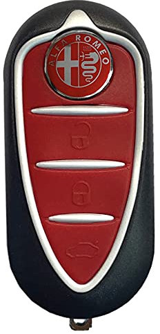 Chiave Tutti I Colori per Telecomando Alfa Romeo Mito Giulietta Guscio con Lama a 3 Tasti + Logo (Rosso+ Logo Rosso)