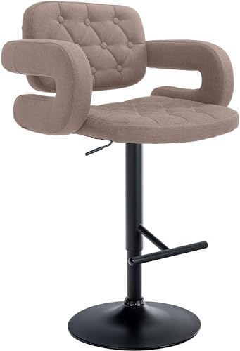 CLP Barhocker Dublin Mit Stoff-Bezug I Höhenverstellbar, Farbe:Taupe, Gestell Farbe:schwarz