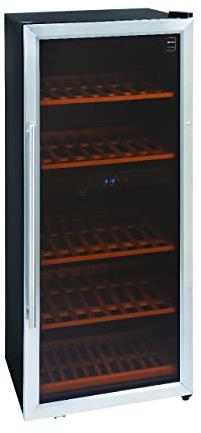 METRO Professional Cave à vin GWC3040, Réfrigérateur à vin, 4 étagères en bois, 54 x 54 x 83 cm, jusqu'à 48 bouteilles, éclairage LED, charnière de porte réversible (91 bouteilles)