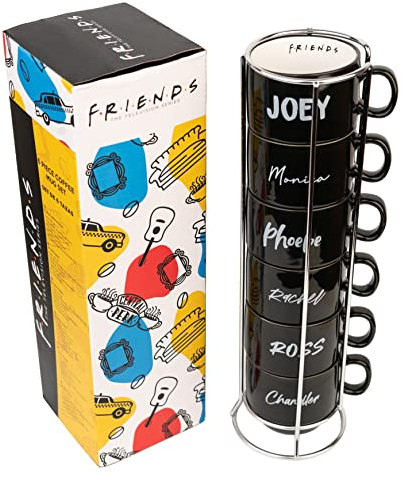 Grupo Erik Juego de tazas de café Friends con soporte - 6 tazas café originales de porcelana - Taza Friends 150 ml - Friends merchandising - Producto con licencia oficial (STAZ001)