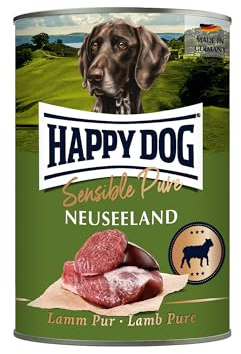 Happy Dog Sensible Pure Neuseeland (Lamm) 6 x 400 g | Monoprotein-Nassfutter mit 70 % reinem Lamm, getreide- und sojafrei, Rezeptur ohne Zuckerzusatz, für sensible Hunde
