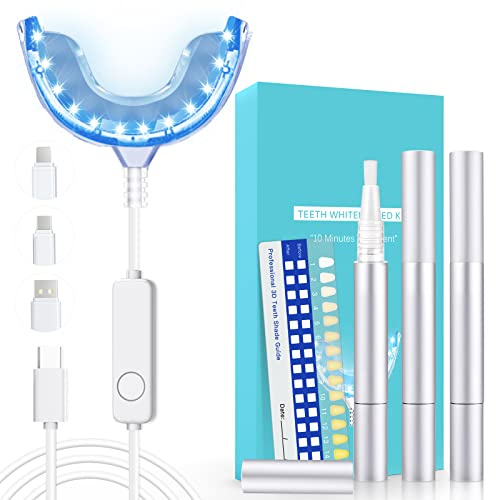 Teeth Whitening Kit All in One Bundle con 24 LED luce per sbiancamento rapido dei denti
