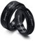 FLHEART Sein und Ihr personalisiertes Paar Ringband Custom Graving Spinner Ring Sets Matching Ehering Bands Engagement Promise Ring für Herren Damen,Geschenk Für Ehemann Frau,Schwarz