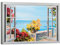 canvashop Quadri Mare Golfo Dipinto Cm 100x70 Effetto finestra aperta, panorama, stile marittimo, Tema Floreale, Stampe Su Tela Canvas, Quadro Moderno Soggiorno, Camera da Letto