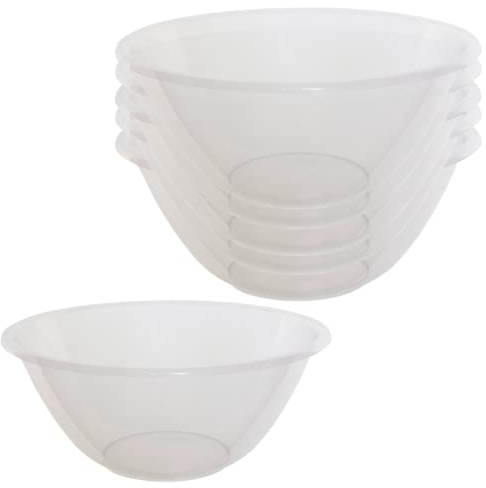 Checkmart 5 Large Clear Multi-Use Plastic Serving Party Bowls Mixing Bowls Salad Bowls (4 Litre, 4000ml)