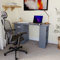 Vida Designs Mason Computer Desk with Shelves and 3 Drawers, Home Office PC/Laptop Gaming Table, Study Workstation, Furniture Grey