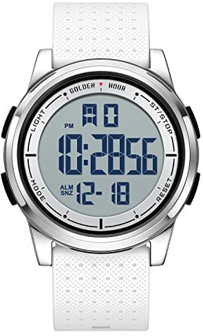 GOLDEN HOUR Ultradünne Minimalistische Sportuhr wasserdichte Digitaluhren Herren mit Weitwinkel-Metallgehäuse Helles Display Gummiband Armbanduhr für Herren Damen