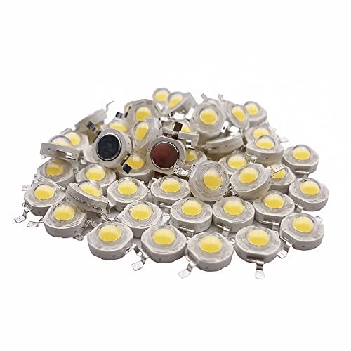 Vrabocry 100 Stücke High Power Led Chip 1 Watt Super Helle Intensität SMD Light Emitter Komponenten Diode Lampe Lampe Perlen Chip DIY Leuchten für Flutlicht Scheinwerfer Warmweiß 3000k