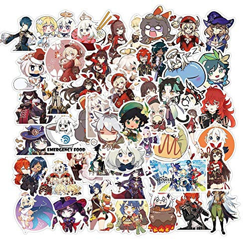 Hanaiette Genshin Impact Aufkleber (50 Stück, Stil 1), Empfehlung für Wandoberfläche, wasserdicht, PVC- und Vinyl-Material, Anime-Thema für Spielefans