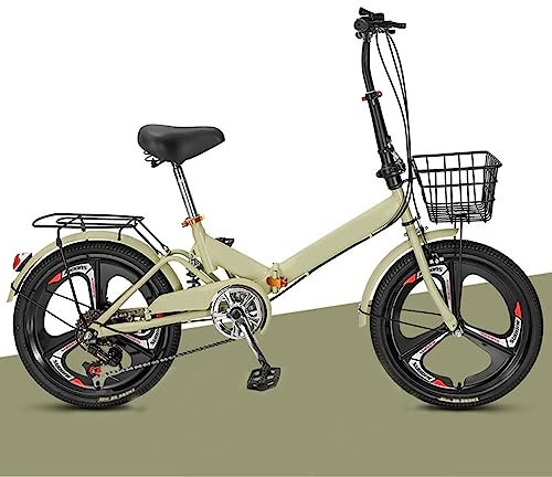 Klappfahrrad 6 Gang-Schaltung Kohlenstoffstahl Klapprad Citybike Schnellfaltsystem mit hinterem Gepäckträger, vorderem und hinterem Kotflügel für Erwachsene/Jugendliche C,20in