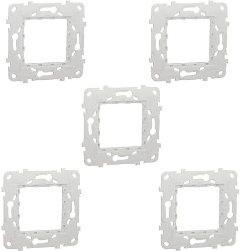 RASMACOR | Pack 5 Unidades Bastidor Plástico sin garras | SCHNEIDER New Unica NU7002P | Bastidor de plástico para serie NEW UNICA | 2 Módulos