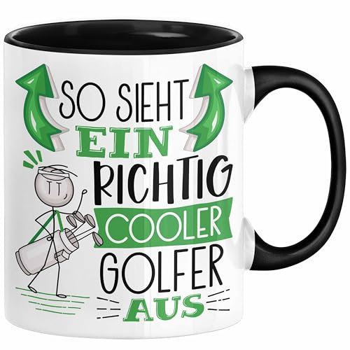 Trendation - Golf-Spieler Tasse Geschenk So Sieht Ein Richtig Cooler Golf-Spieler Aus Geschenkidee Spruch Lustig Becher (Schwarz)