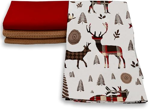 Virginia Tex baumwollstoff-Set 3 Stück 60 x 150 cm Tex Standard 100 in verschiedenen farben waffelpique-stoff und 2 x baumwollstoff meterware 100% baumwolle stoffe zum (Rot Christmas)