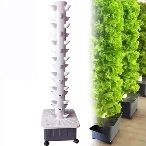 Torre idroponica a 15 piani a 45 fori, sistema di coltivazione acquaponica, kit di coltivazione aeroponica a torre da giardino per erbe, frutta e verdura con pompa idratante, adattatore, vasi a rete