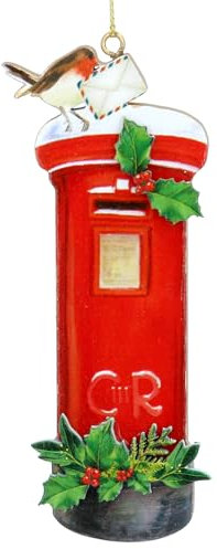 Gislea Graham London Post Box with Bird Christmas Tree Decoration