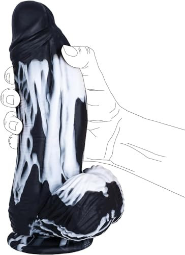 24 cm Consolador Grande de Silicona, Consoladores Gigante con Ventosa, Dildo Anal Negro Para El Punto G Y La Próstata, Juguete Sexual con Forma de pene Gigante para Mujeres