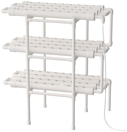 BAOCHADA Hydrokulturanlagen 3 Schichten Hydroponisches Grow Kit 108 Pflanzenplätze, Erdlose Pflanzenanbau Systeme für Hydroponische, Gemüse Hydrokultur Pflanze Rohr Wachsendes System PVC