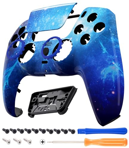 eXtremeRate Luna Coque Manette pour ps5 BDM-010/020/030/040/050,Façade pour ps5 Controller avec Pavé Tactile-Nébuleuse Bleue