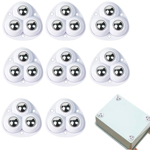 8 PCS Self Adhesive Caster Wheels Mini Swivel Paste Pulley, Stainless Steel 360 Degree Rotation Sticky Ball Casters for Trash Can Small Furnitures Storage Box