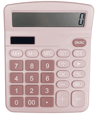 Gvolatee Taschenrechner, Tischrechner mit 12-Stelligem Großem LCD-Display, Mini Taschenrechner Standard Funktion, Tischtaschenrechner mit Großem Tasten, für Büro, Zuhause und Schule, Rosa